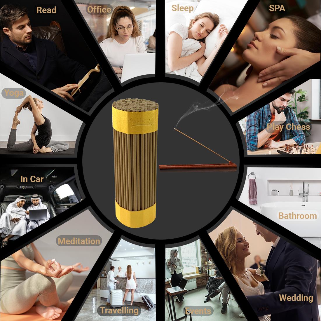 146pcs-Bakhory Cambodian Oud Incense Sticks 3mm with Free Wooden Incense Burner (SA)