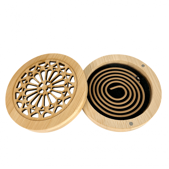 Bakhoor Incense Burner Round Shape, Wooden Bakhory Burner, Oud Burner (60g) for Office and Home