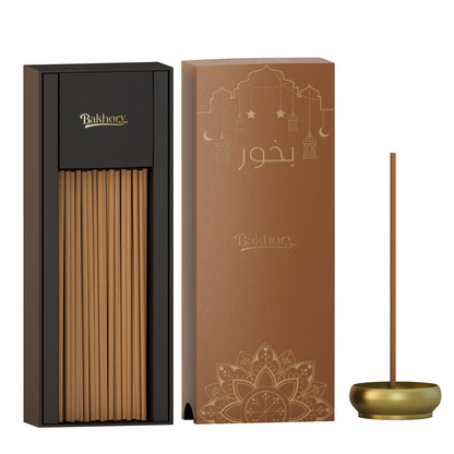 ١٠٠ قطعة - بخوري ٣ ملم اعواد بخور بنكهة العود ٥٢ جم مع مبخرة خشبية للمنزل والمكتب