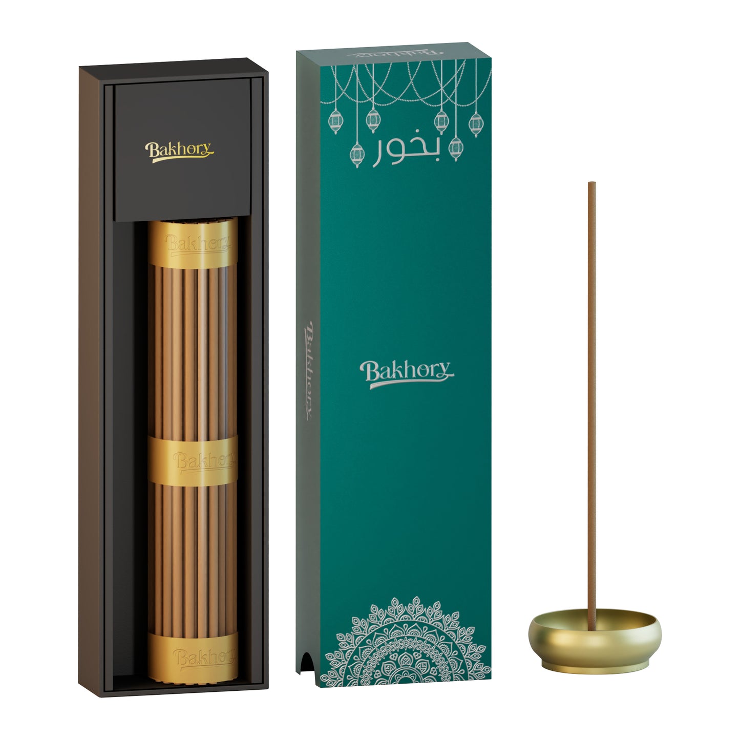 275pcs Bakhory Oud Incense Sticks 1.4mm (50g) with Copper Burner – Light Fragrance Oud Gift Set
