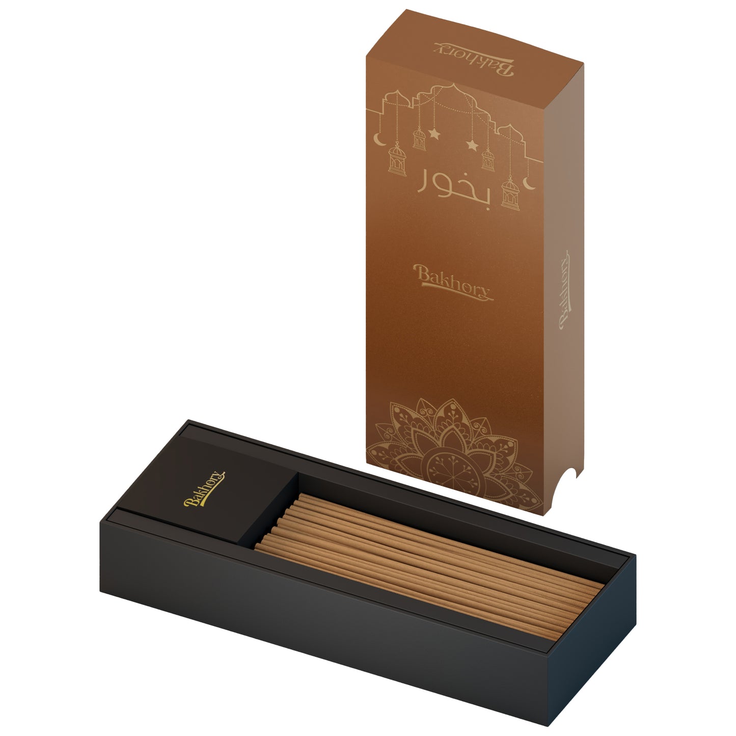 ١٠٠ قطعة - بخوري ٣ ملم اعواد بخور بنكهة العود ٥٢ جم مع مبخرة خشبية للمنزل والمكتب