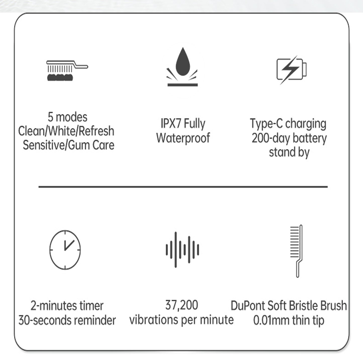Electric Rechargeable Toothbrushes with 2 Minutes Timer, 4 Pieces Replacement Brush Heads, White & Black Color