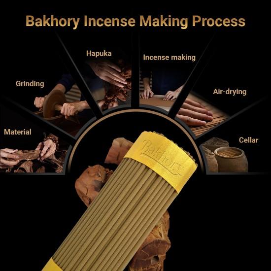 146pcs-Bakhory Cambodian Oud Incense Sticks 3mm with Free Wooden Incense Burner (SA)