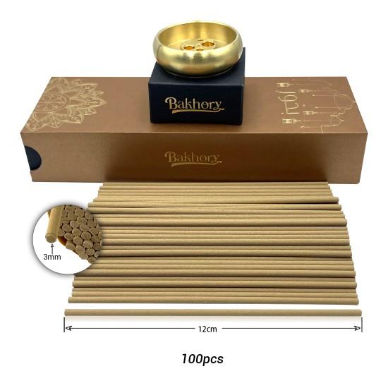 100pcs- Bakhory 3mm Oud Incense sticks - 52gm with copper SA