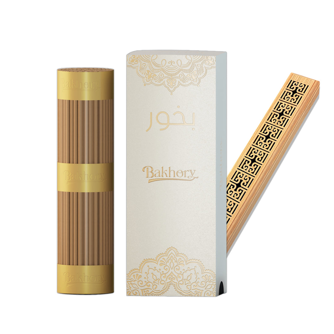 146pcs-Bakhory Cambodian Oud Incense Sticks 3mm with Free Wooden Incense Burner (SA)