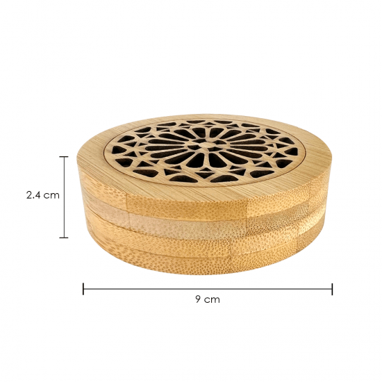 Bakhoor Incense Burner Round Shape, Wooden Bakhory Burner, Oud Burner (60g) for Office and Home