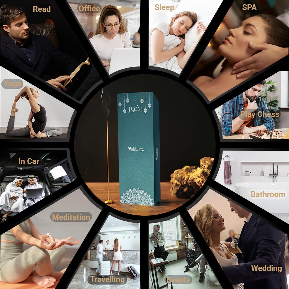 275pcs Bakhory Oud Incense Sticks 1.4mm (50g) with Copper Burner – Light Fragrance Oud Gift Set