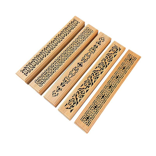 Bakhory Wooden Incense Stick Burner Holder Box in 5 Elegant Patterns for Home, Office (SA)
