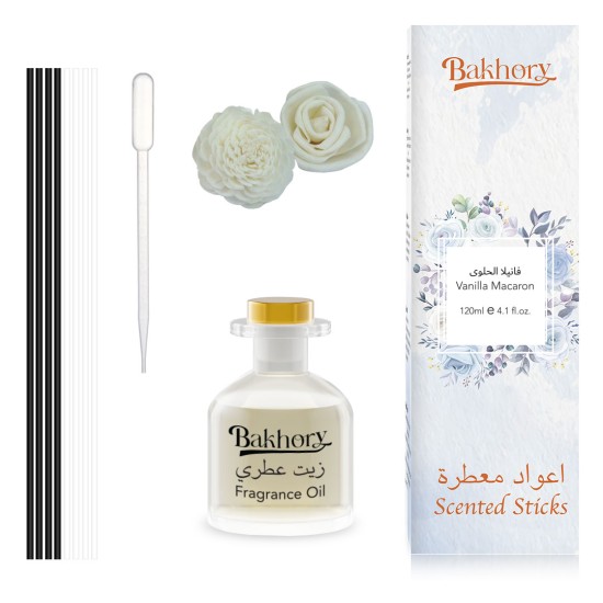 Bakhory Premium Reed Diffuser Set | Vanilla Macaron Scented Diffuser